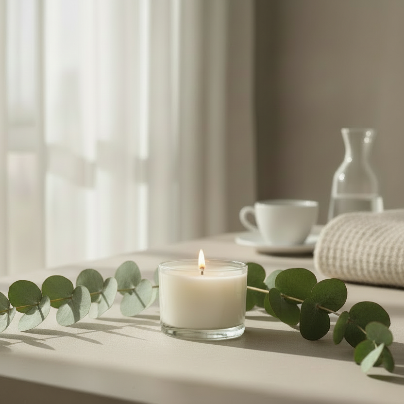 wellness candle with eucalyptus 