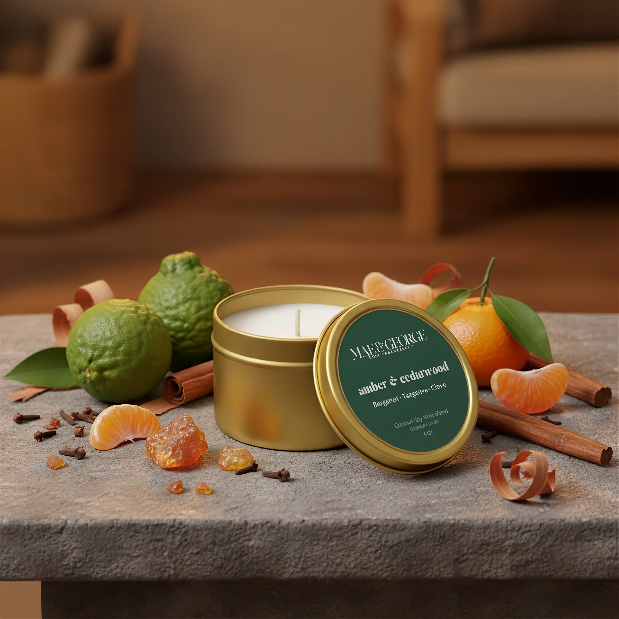 Amber & Cedarwood Travel Candle