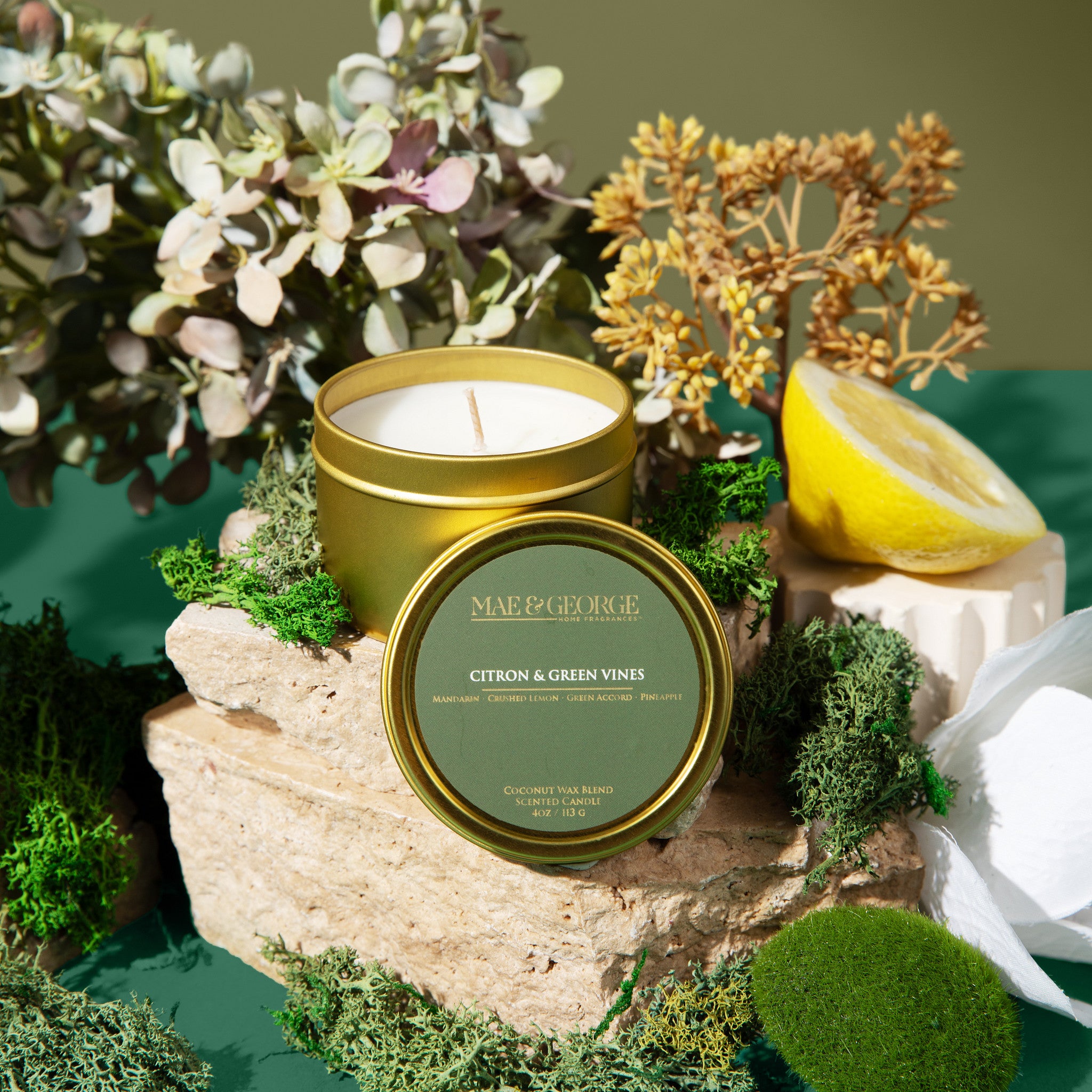 Citron & Green Vines Travel Candle